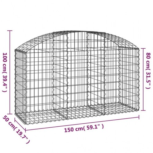 Buet gabionkurv 150×50×80/100 cm - galvaniseret jern