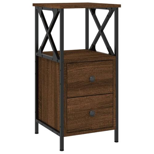 Sengeborde 2 stk. 34x35,5x70 cm konstrueret træ brunt egetræ