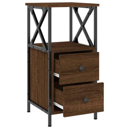 Sengeborde 2 stk. 34x35,5x70 cm konstrueret træ brunt egetræ