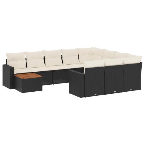 Sofasæt til haven 11 dele med hynder polyrattan sort