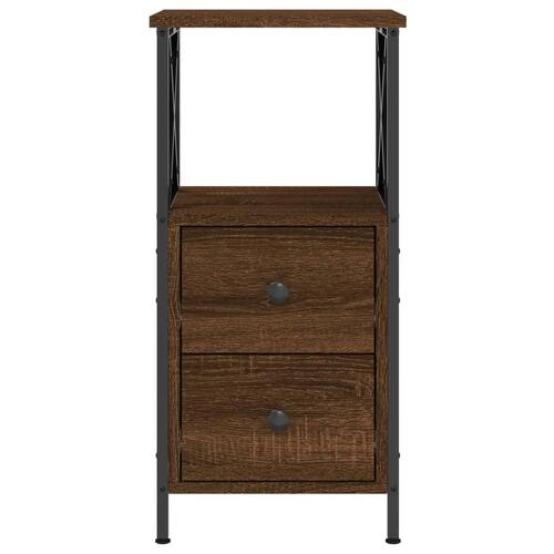 Sengeborde 2 stk. 34x35,5x70 cm konstrueret træ brunt egetræ