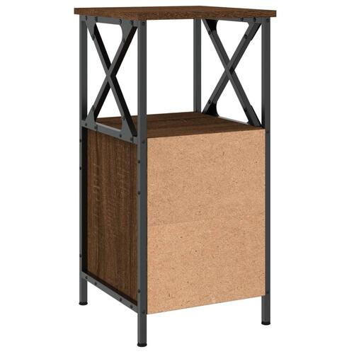 Sengeborde 2 stk. 34x35,5x70 cm konstrueret træ brunt egetræ