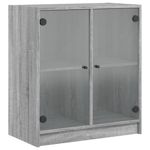 Skab med glaslåger 68x37x75,5 cm grå sonoma-eg