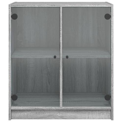 Skab med glaslåger 68x37x75,5 cm grå sonoma-eg