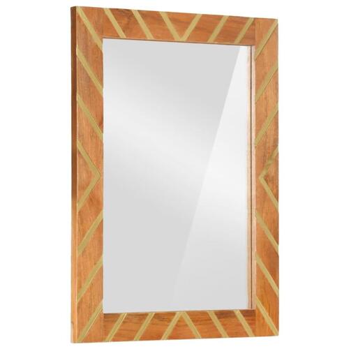 Badeværelsesspejl 50x70x3 cm massivt mangotræ og glas brun