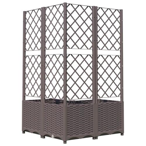 Plantekasse med espalier 80x80x136 cm PP brun