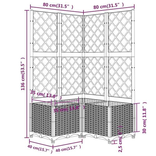 Plantekasse med espalier 80x80x136 cm PP brun