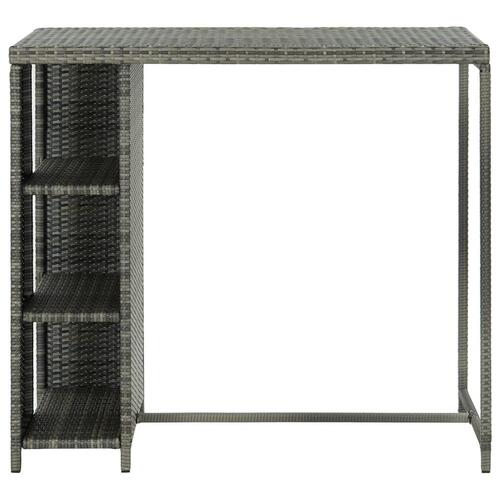 Barbord med opbevaringsstativ 120x60x110 cm polyrattan grå