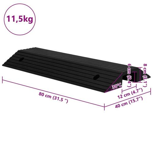 Tærskelramper broform 2 stk. 80x40x8 cm gummi