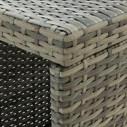Barbord med opbevaringsstativ 120x60x110 cm polyrattan grå