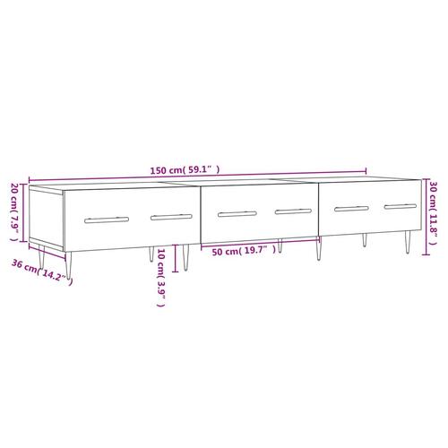 Tv-bord 150x36x30 cm konstrueret træ hvid