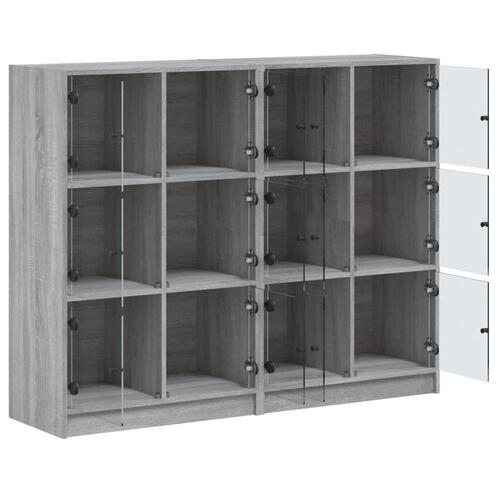 Bogreol med låger 136x37x109 cm konstrueret træ grå sonoma