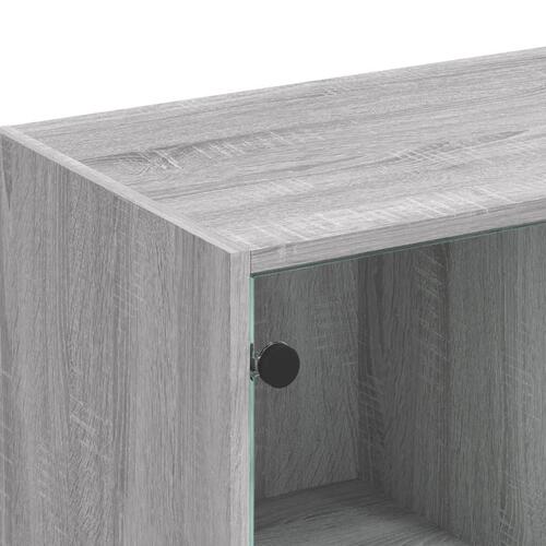 Bogreol med låger 136x37x109 cm konstrueret træ grå sonoma