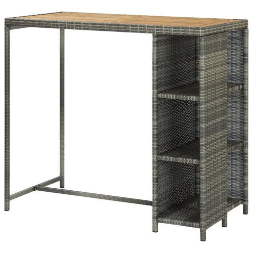 Barbord med opbevaringsstativ 120x60x110 cm polyrattan grå