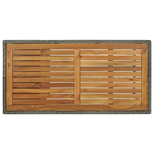Barbord med opbevaring i polyrattan - grå, 120×60×110 cm