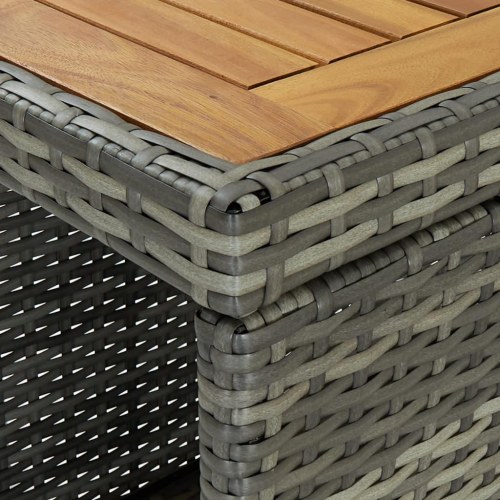 Barbord med opbevaring i polyrattan - grå, 120×60×110 cm
