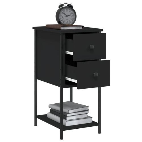 Sengeborde 2 stk. 32x42x70 cm konstrueret træ sort