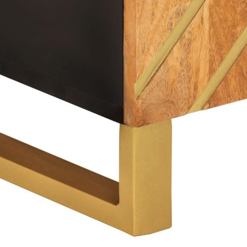 Tv-bord 105x33,5x46 cm massivt mangotræ brun og sort