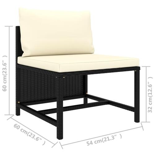 Sofasæt til haven 3 dele med hynder polyrattan sort