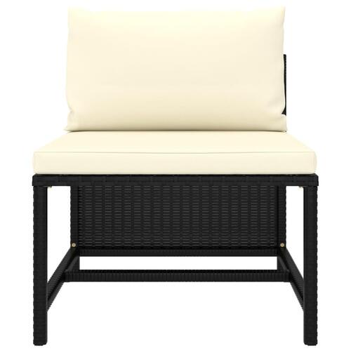 Sofasæt til haven 3 dele med hynder polyrattan sort
