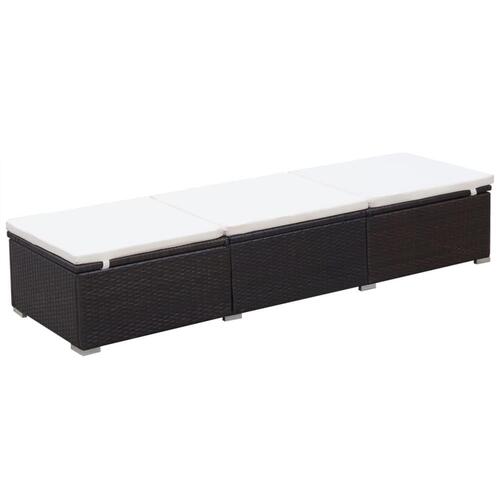 Liggestol med hynde polyrattan brun