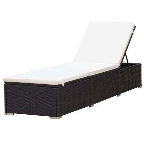 Liggestol med hynde polyrattan brun