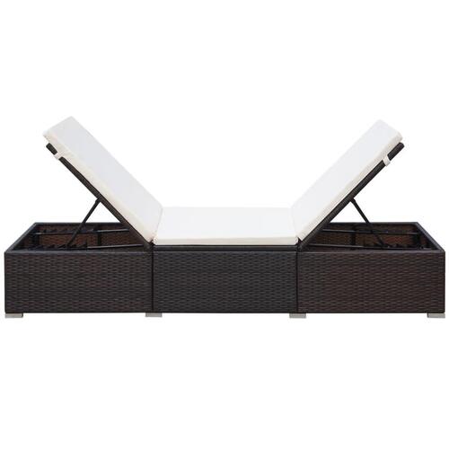 Liggestol med hynde polyrattan brun