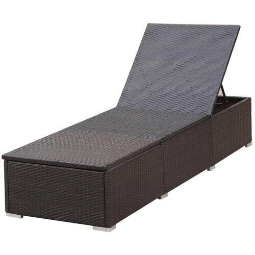 Liggestol med hynde polyrattan brun
