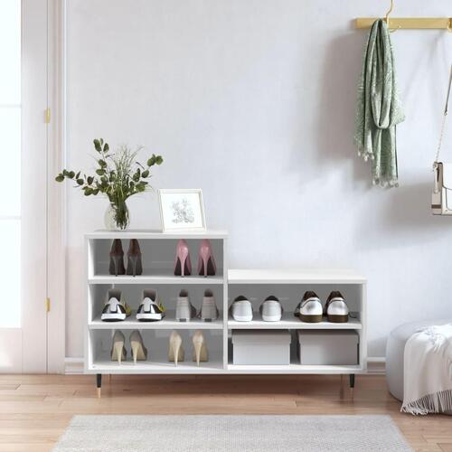 Skoreol 102x36x60 cm konstrueret træ hvid højglans
