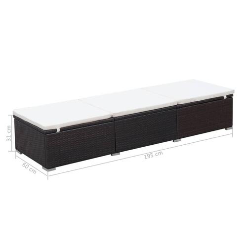 Liggestol med hynde polyrattan brun