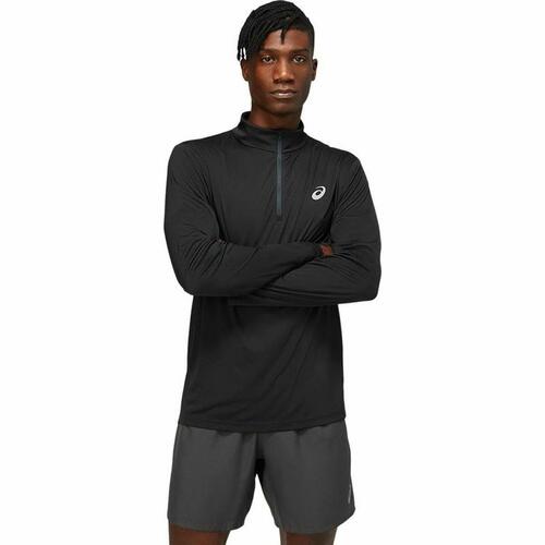 Langærmet T-shirt til Mænd Asics Core 1/2 Sort Med lynlås S