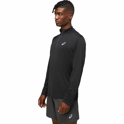 Langærmet T-shirt til Mænd Asics Core 1/2 Sort Med lynlås S