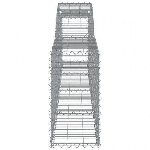 Buet gabionkurv 400×30×60/80 cm i galvaniseret jern - dekorativ stenvæg til haven