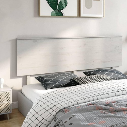 Sengegærde 204x6x82,5 cm massivt fyrretræ hvid