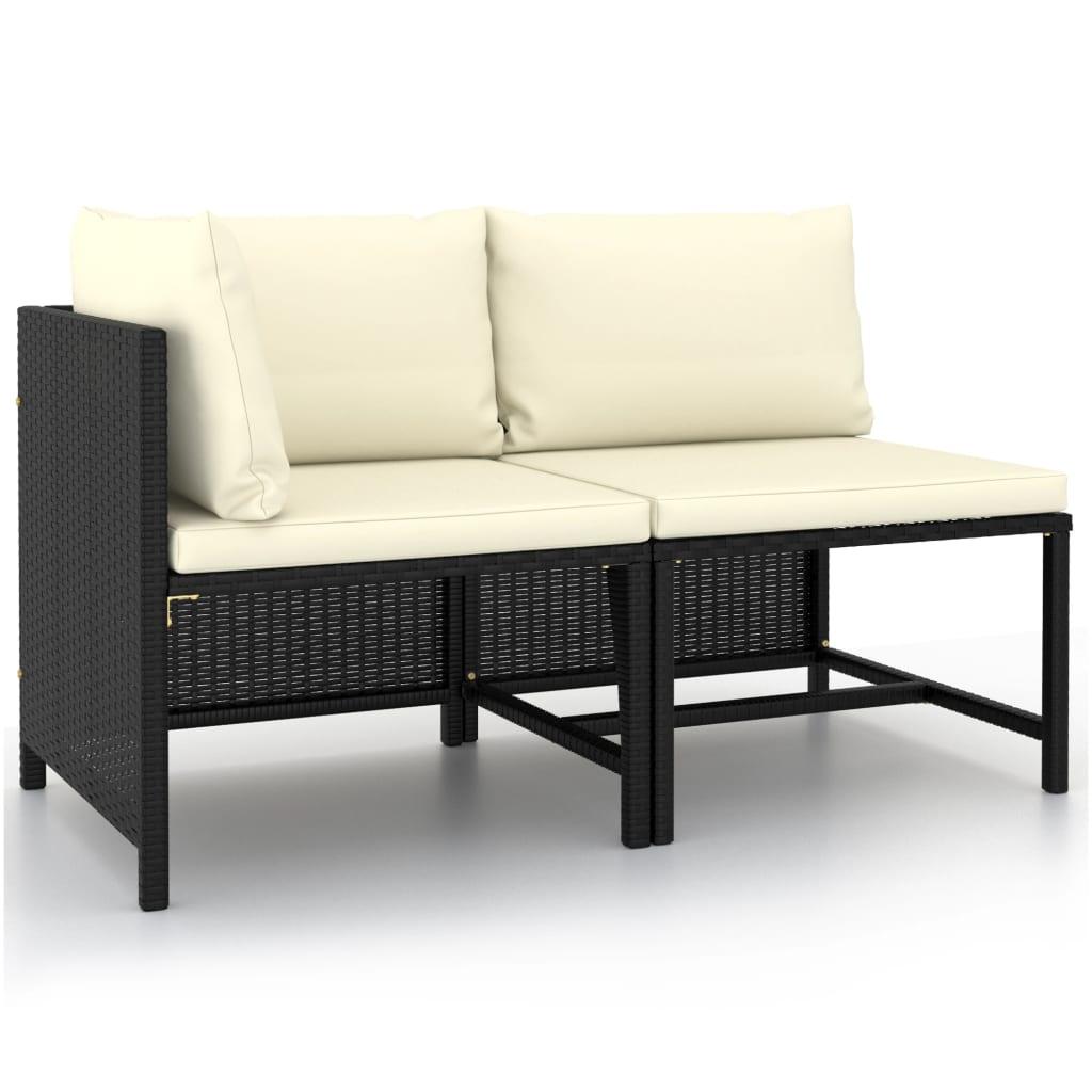 Sofasæt til haven 2 dele med hynder polyrattan sort