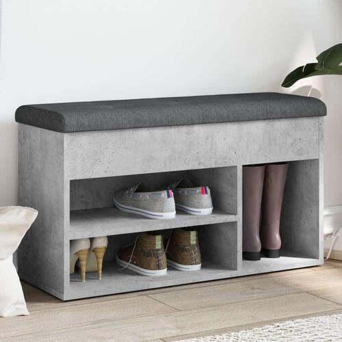 Skobænk 82x32x45,5 cm konstrueret træ betongrå