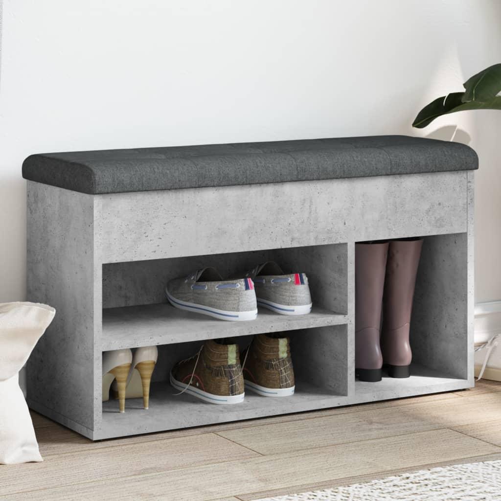 Skobænk 82x32x45,5 cm konstrueret træ betongrå