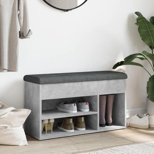Skobænk 82x32x45,5 cm konstrueret træ betongrå