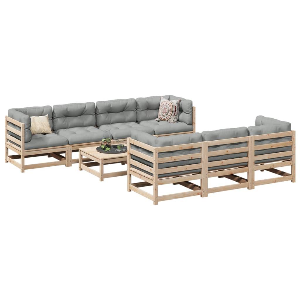 Sofasæt til haven 8 dele med hynder massivt fyrretræ
