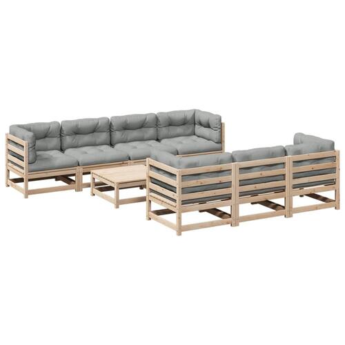 Sofasæt til haven 8 dele med hynder massivt fyrretræ