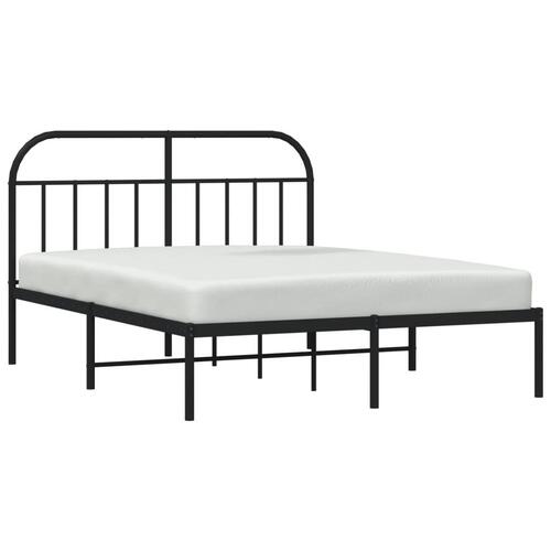 Sengeramme med sengegavl 135x190 cm metal sort