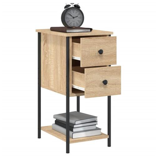 Sengeborde 2 stk. 32x42x70 cm konstrueret træ sonoma-eg