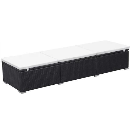 Liggestol med hynde polyrattan sort
