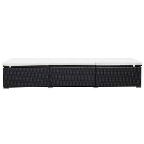 Liggestol med hynde polyrattan sort