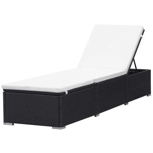Liggestol med hynde polyrattan sort