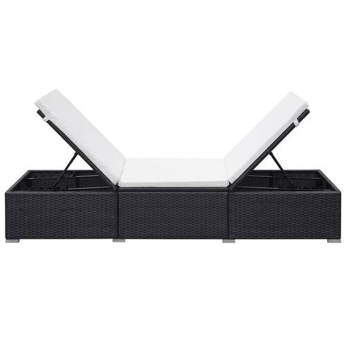 Liggestol med hynde polyrattan sort