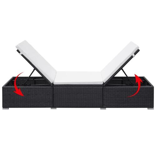 Liggestol med hynde polyrattan sort