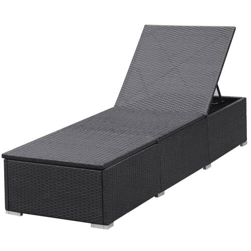 Liggestol med hynde polyrattan sort