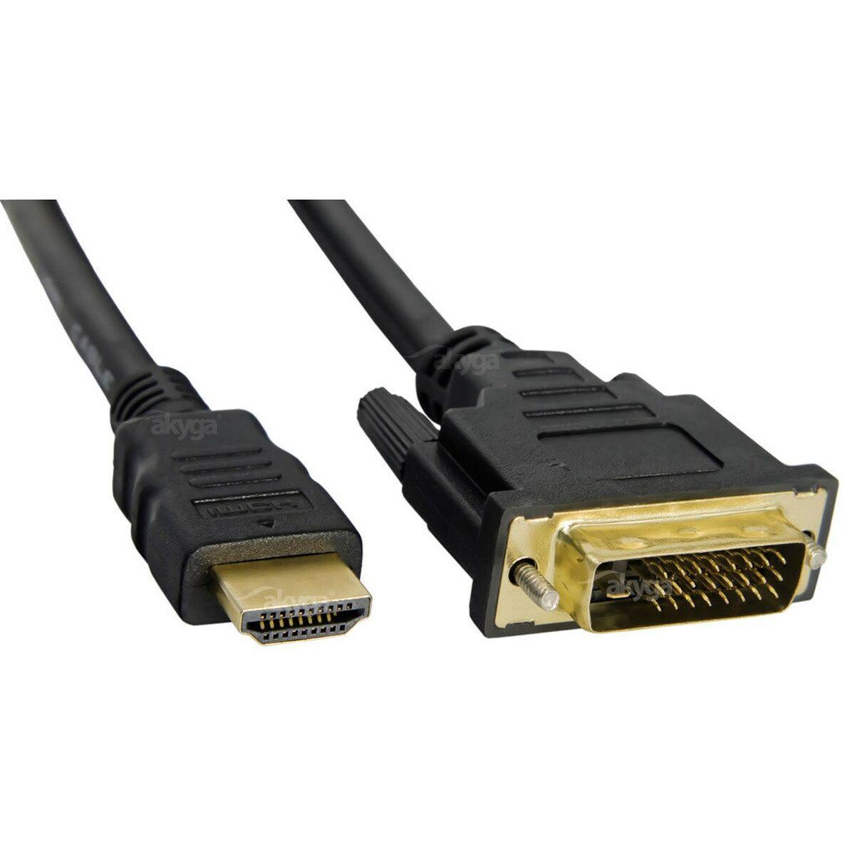 HDMI til DVI-kabel Akyga AK-AV-11 Sort 1,8 m
