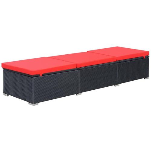 Liggestol med hynde polyrattan sort